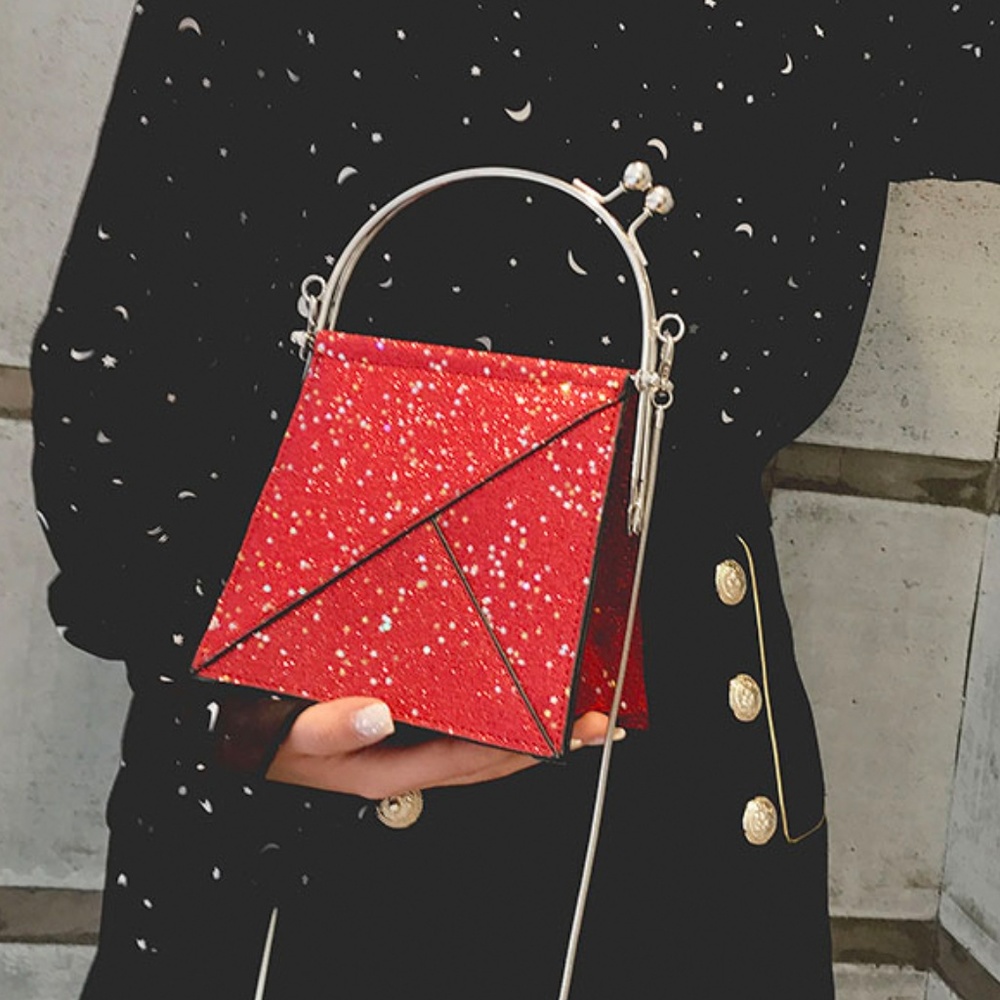 ❤️HP❤️New! Red Glitter Top Handle Crossbody Bag - Picture 1 of 8